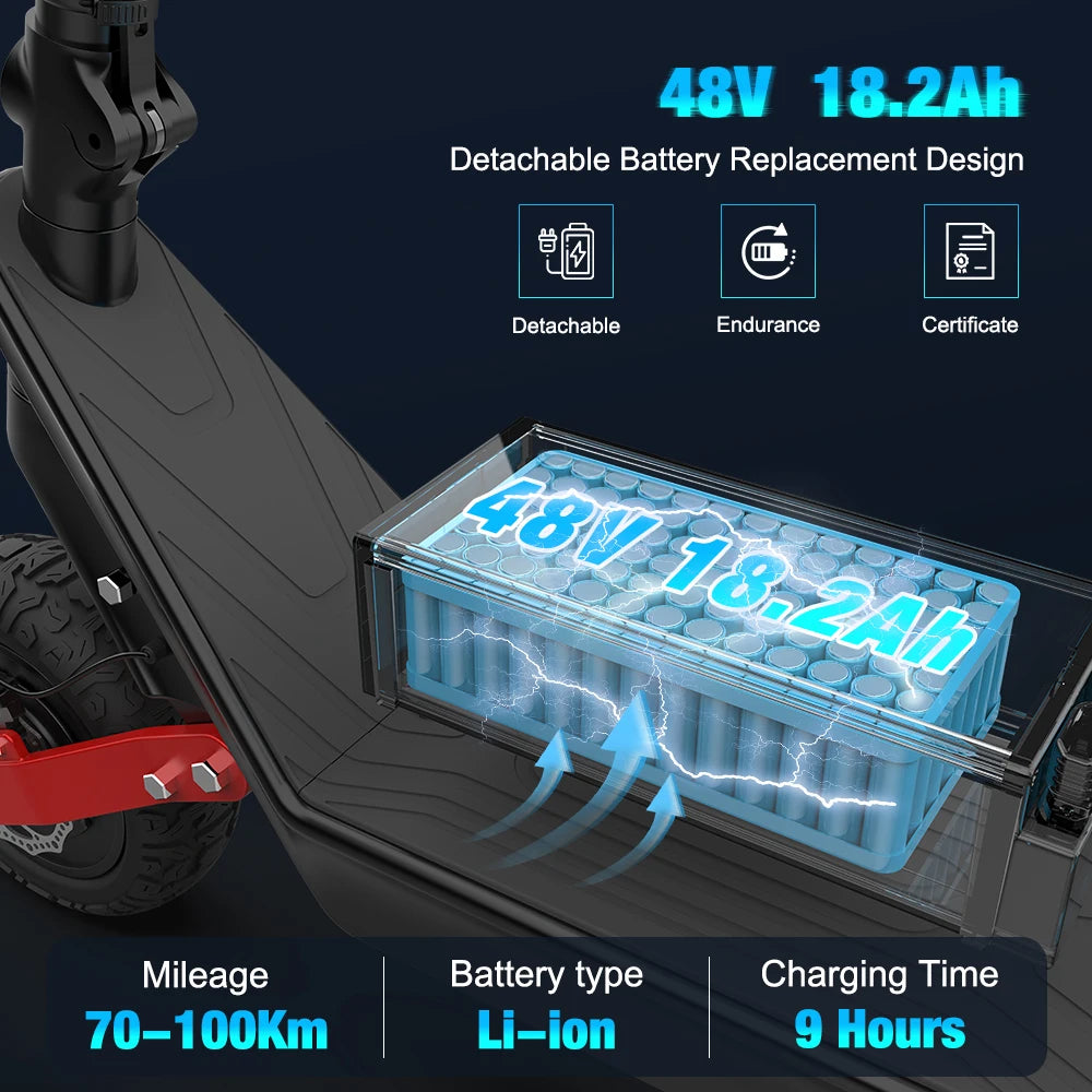 18.2AH Dual Drive 1000W*2 Off-Road Electric Scooter Skateboard Foldable X10 E Scooter Skate Board 11 Inch Wheel Mileage 60-70Km