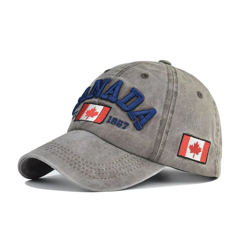 Baseball Cap CANADA Letter Embroidery Leisure Fashion Sun hat Spring Autumn Washed denim baseball Sport cap Hip Hop Fitted Cap