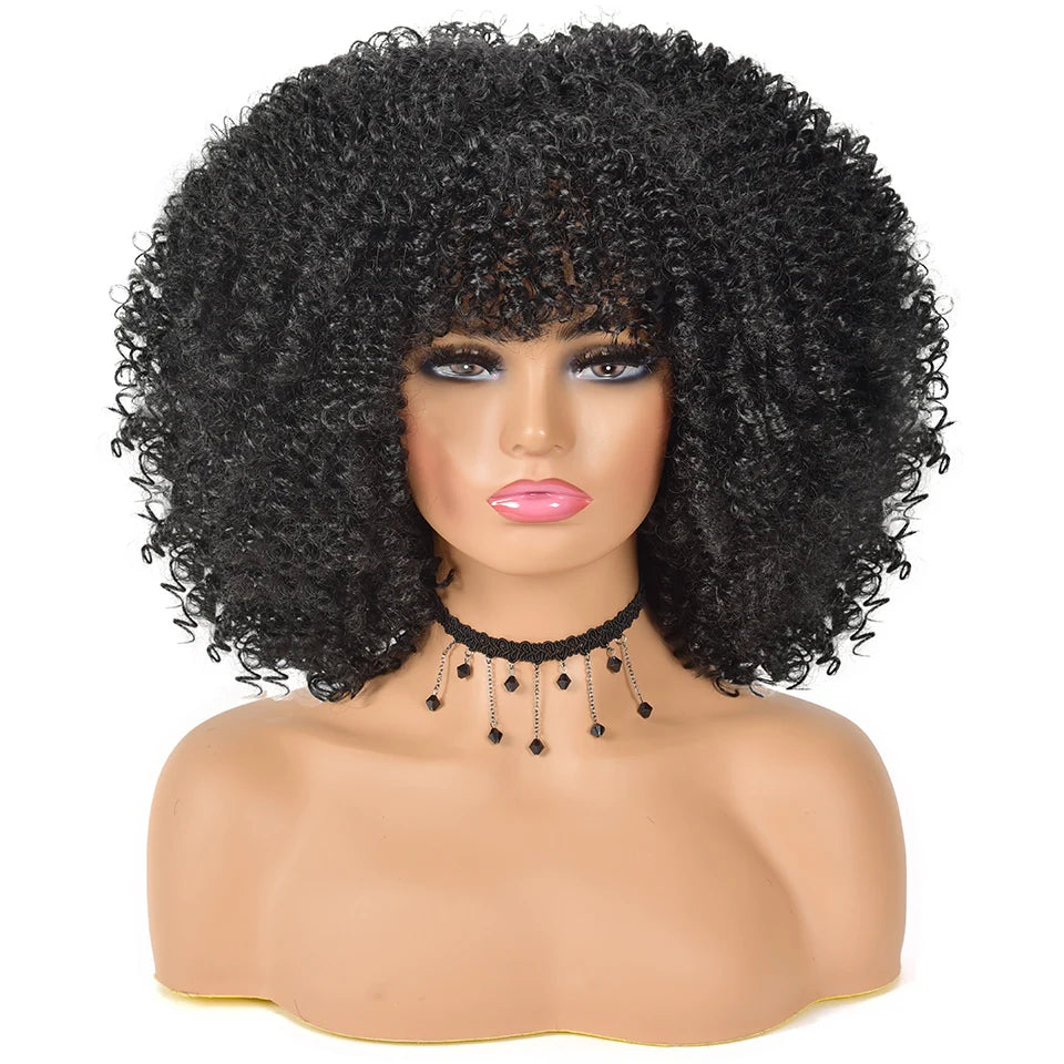 Afro Curly  Natural Color  Accept Customization Black Brown Blonde Short Hair Wig Synthetic for Black Women Synthetic Curly Wigs