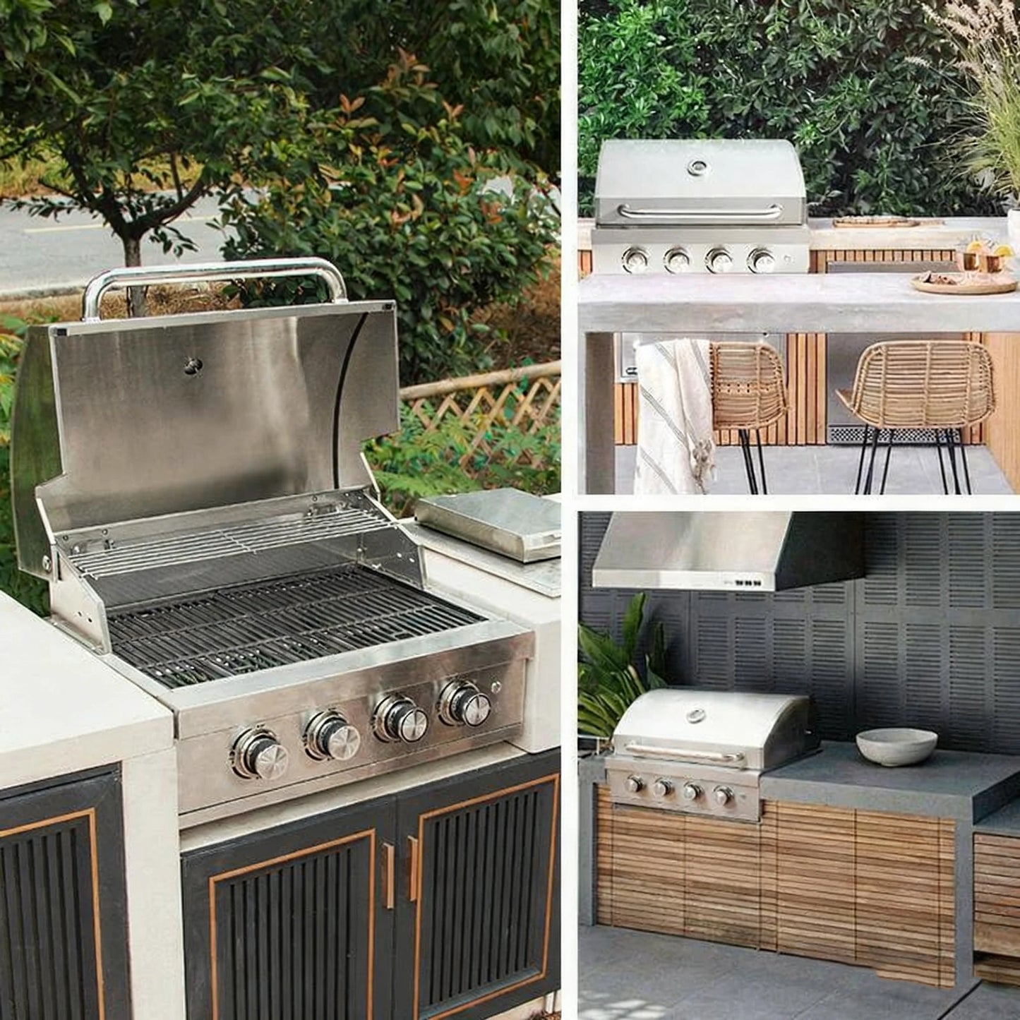 Modern Premium Dual Fuel (Gas Charcoal) Built-In BBQ Grill for Home Kitchen Outdoor BBQ Simple Barbecue Rack for Villa Patio