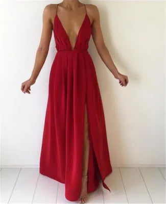 Summer new arrival sexy French dress suspender long dresses solid color evening dress for women