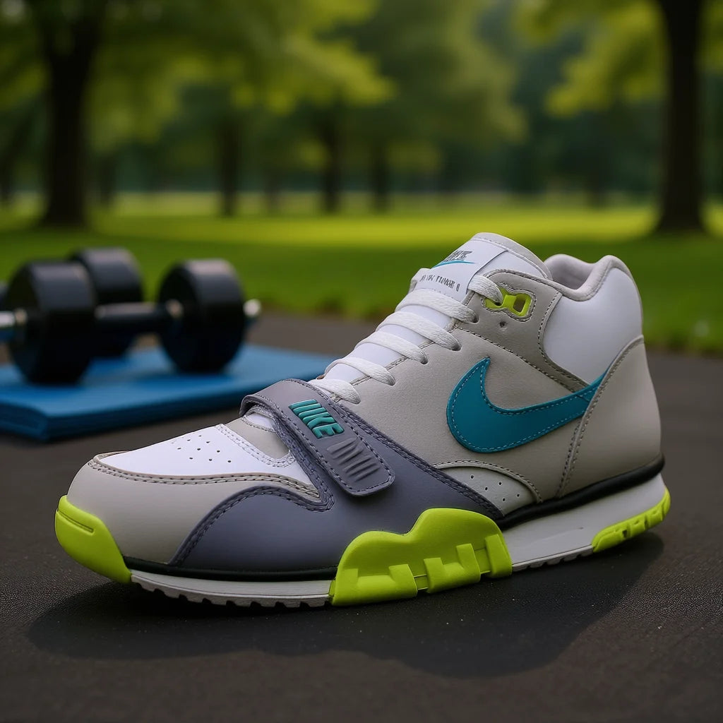For Air Trainer 1 Men's Fitness Shoes White Grey Teal Synthetic Upper Rubber Outsole EVA Midsole Mesh Lining Spring