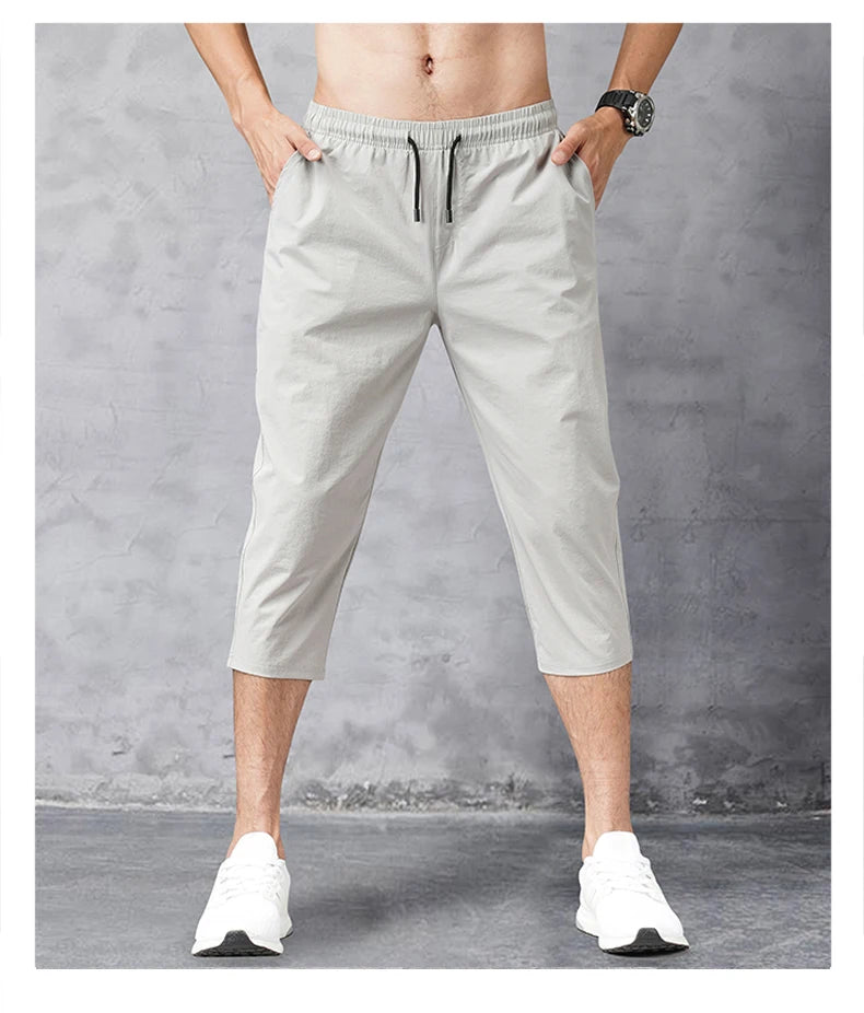 Male Bermuda Board Quick Drying Beach Black Men's Long Shorts Men's Shorts Summer Breeches 2025 Thin Nylon 3/4 Length Trousers