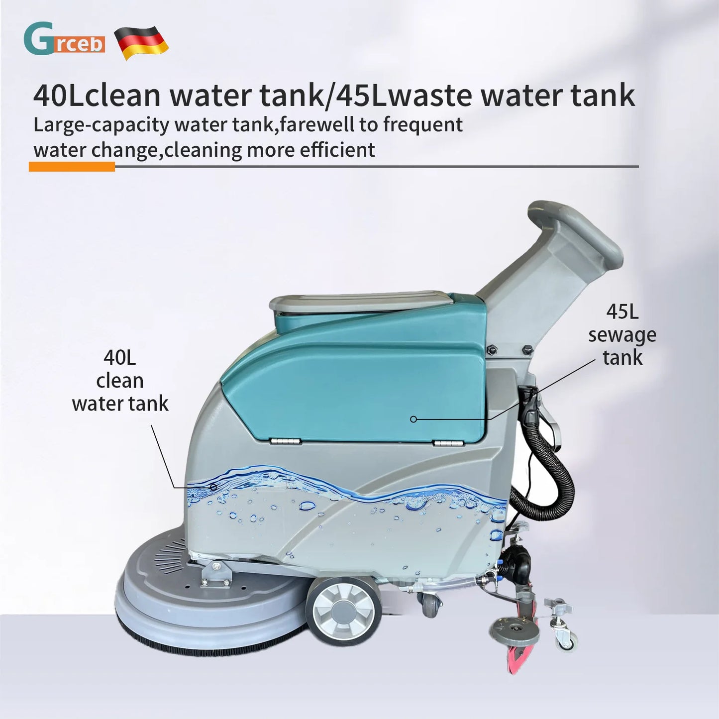 GS460 20in Self-Propelled Battery-Powered Floor Scrubber Dryer Walk-Behind Automatic Brush Pad for Shops Farm Cleaning New