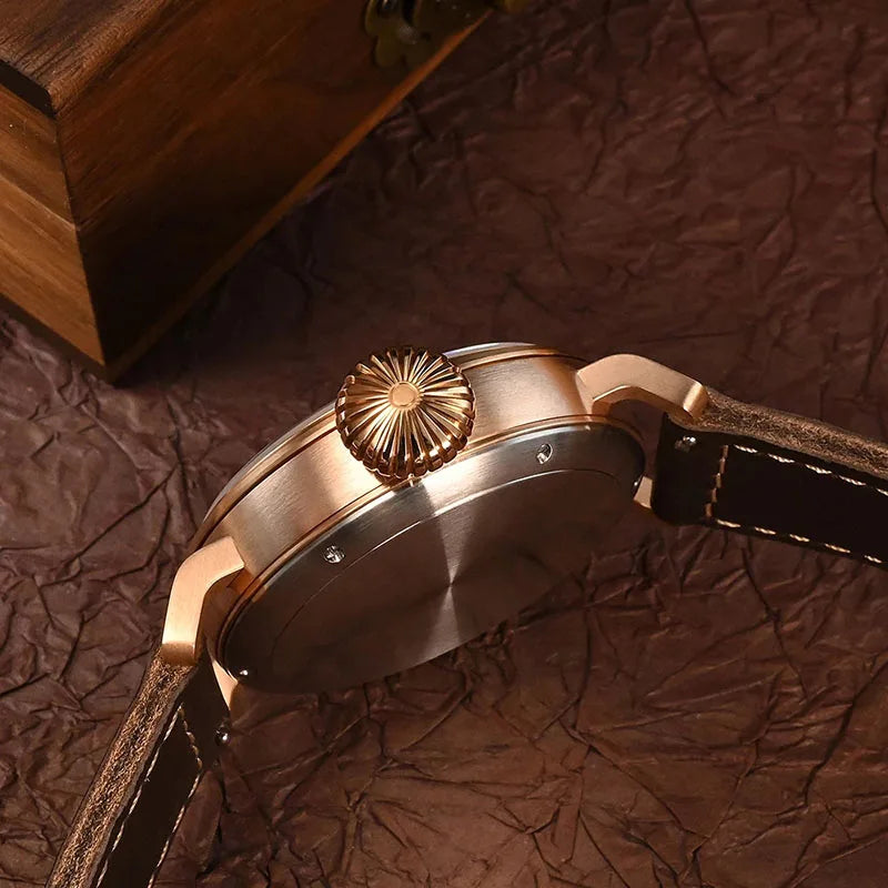 45mm Case Bronze Pilot Men Luxury Watch YN55A Automatic Mechanical Vintage Simple Style Sapphire Waterproof 10Bar Watch