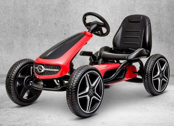 Kids Pedal Go-Kart 4-Wheel Ride on Toy with Handbrake, 3-8Y Boys Girls, Outdoor Anti-Slip Safety Seat Kart