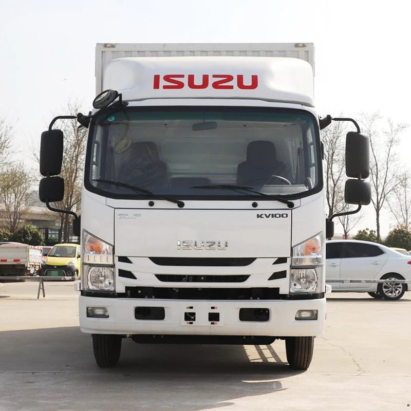 Isuzu ELF KV100 4*2 Diesel Van Cargo Truck 5-10 Ton Light with Rear Steering Left Box Truck for Express Transportation