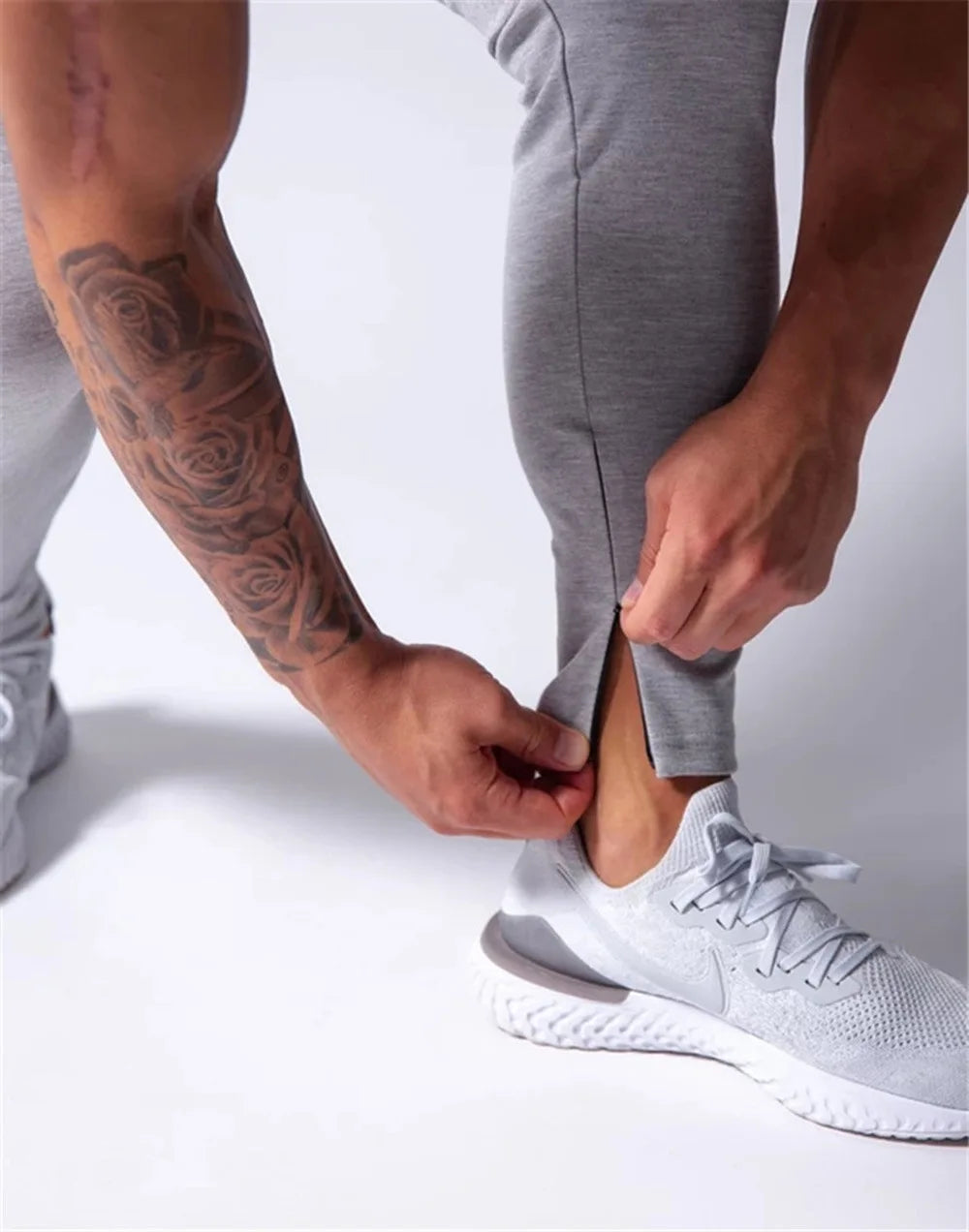 Men's Skinny Compression Pants With Zipper Pockets Workout Running Leggings Fitness Jogger Gym Trousers