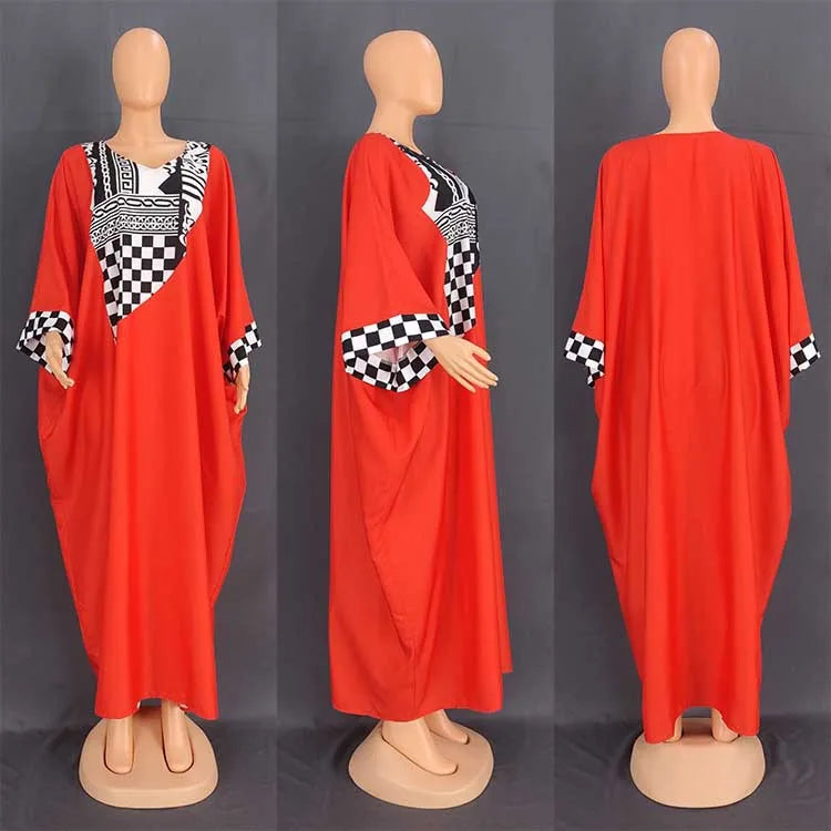 8646 Middle East Muslim Casual Loose Printed Plus Size Elegant Long Dress Women Islamic Clothing
