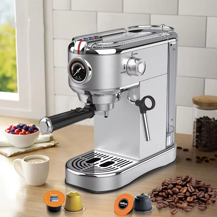 Stainless Steel Espresso Coffee Maker With Italy Pump 19bar Commercial Prodfessional Coffee Maker