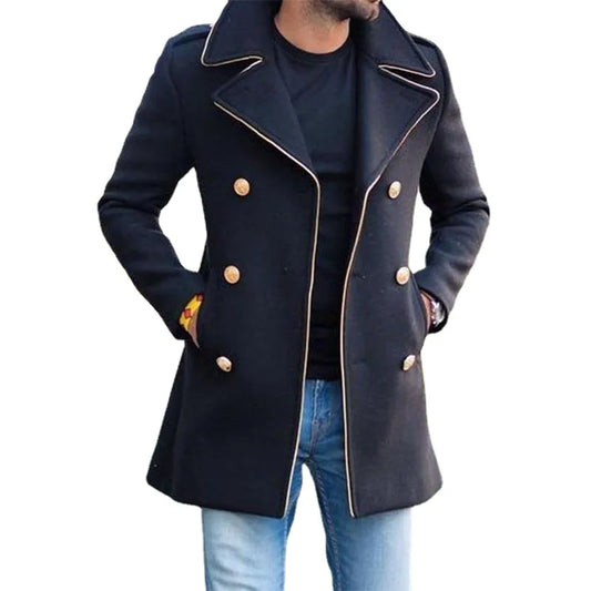 Fashion Men Casual Suit Jacket Wholesale Autumn and Winter Single Button Lapel Coat Long Men's Coat OVERCOAT for Men