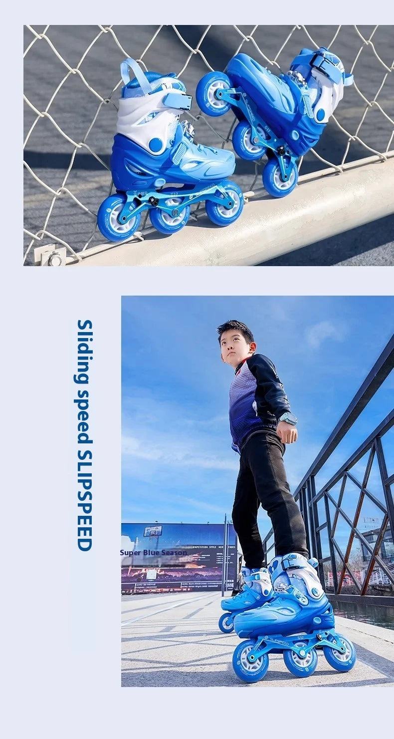 JINGYU G17 Professional Speed Skate Shoes for Kids Outdoor Beginners In-Line Roller Skates PU Wheel Adjustable 6000 Bearing for