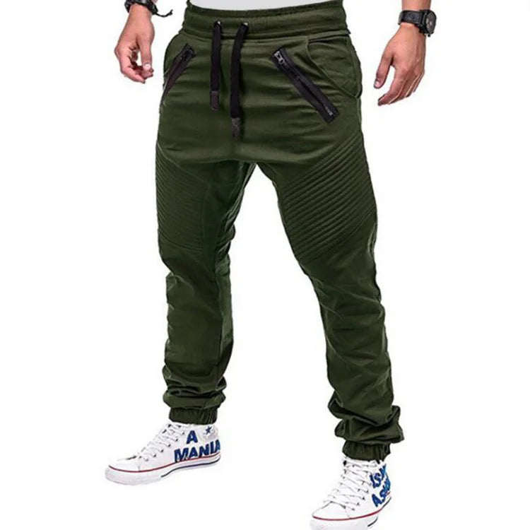 New Autumn Men's Casual Pants Mid-waist Multi-pocket Overalls Drawstring Men Pants Pure Color Fashion Pants