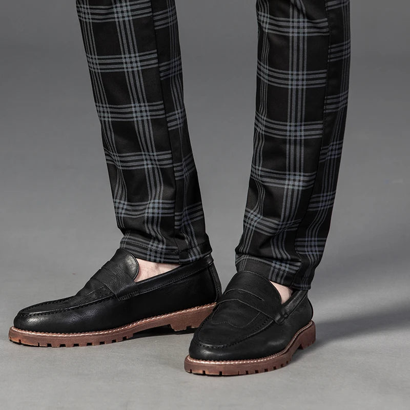 2025 Spring New Men's Plaid Casual Pants Business Fashion Slim Stretch Male Skinny Trousers Brand Clothes 7 Color