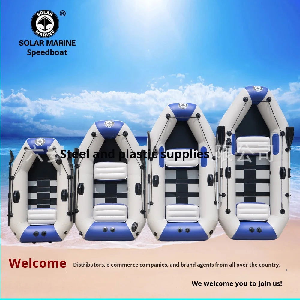 B1200 Solar Marine Inflatable Boat with Flat Bottom PVC Net Fishing Rubber Boat for Drifting Outdoor Activity