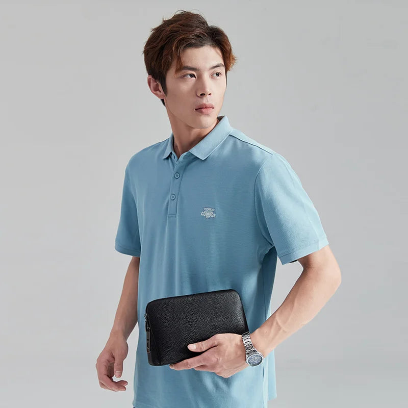 Fingerprint Lock Men Cowhide Leather Handbags Anti-theft Cash Long Men's Business Clutch Fingerprint Bags