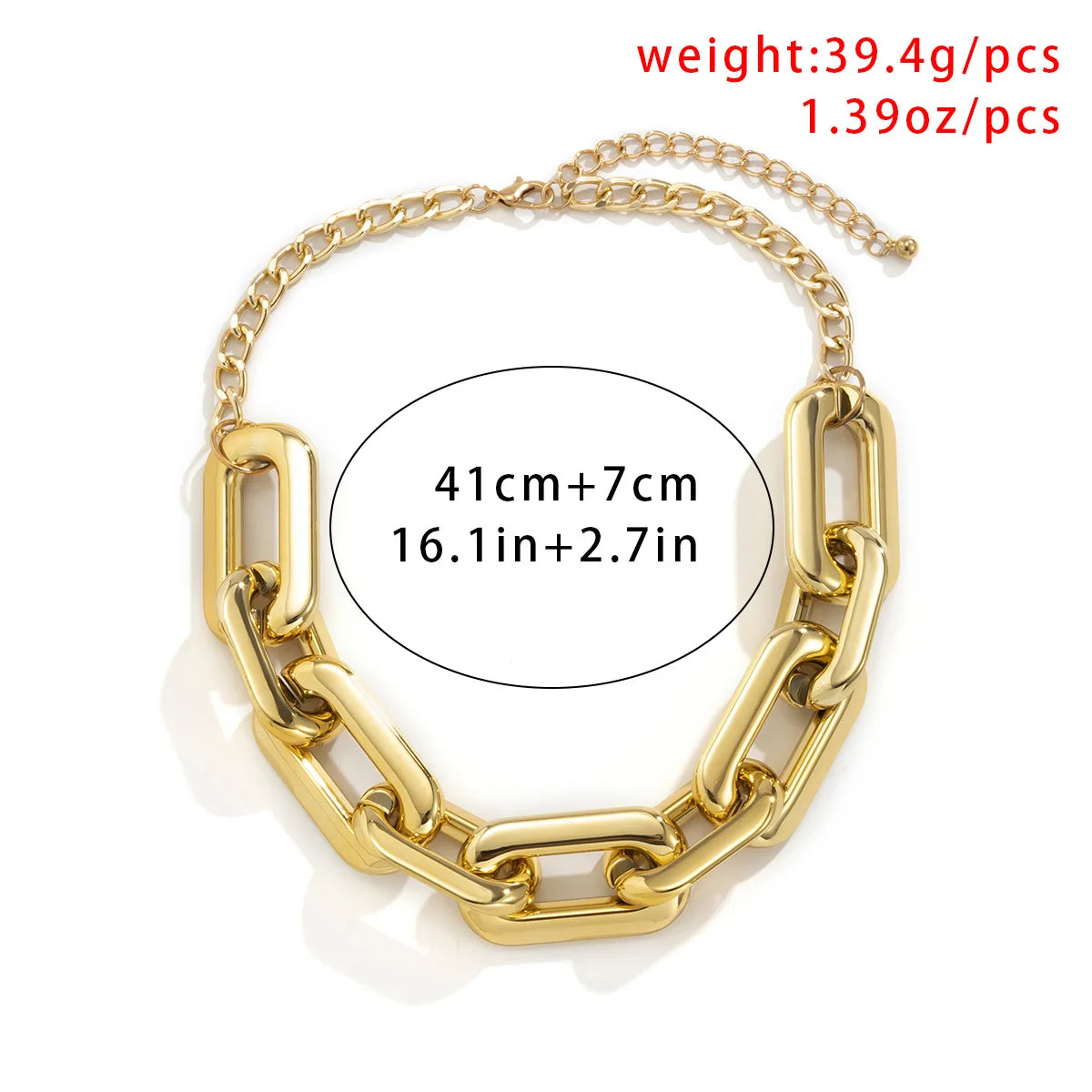 Hip Hop Simple Punk Style Square Thick Necklace Women's Retro Gold Color Metal Clavicle Necklaces Men's Charm Fashion Jewelry
