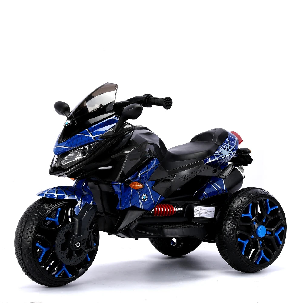 Ride-On Scooter 3-Wheels Battery Powered Motorbike Rechargeable Manual Throttle Drive by Hand Lighting Wheels Kids Motorcycle