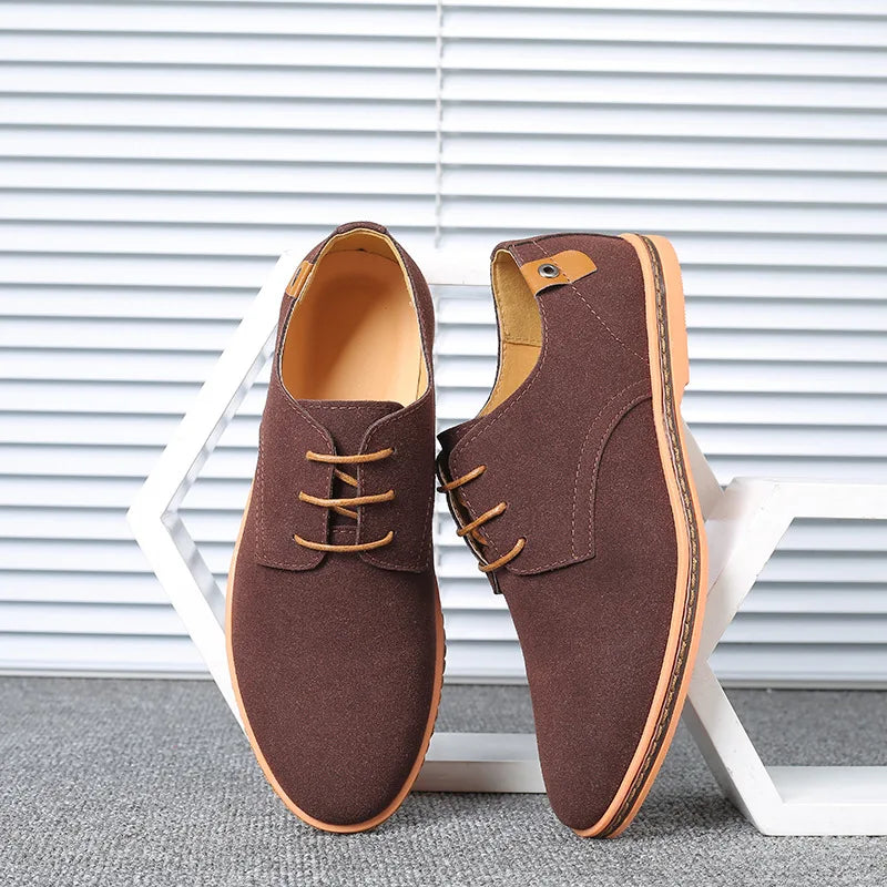 2022 Spring Suede Leather Men Shoes Oxford Casual Shoes Classic Sneakers Comfortable Footwear Dress Shoes Large Size Flats