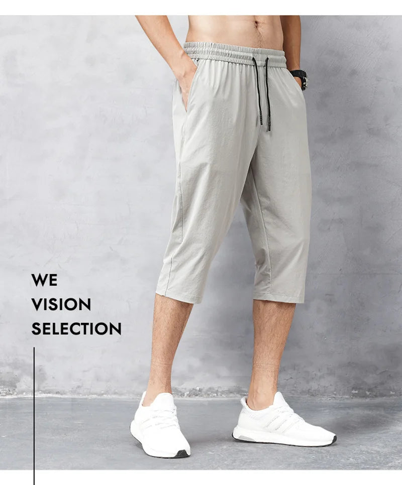 Male Bermuda Board Quick Drying Beach Black Men's Long Shorts Men's Shorts Summer Breeches 2025 Thin Nylon 3/4 Length Trousers