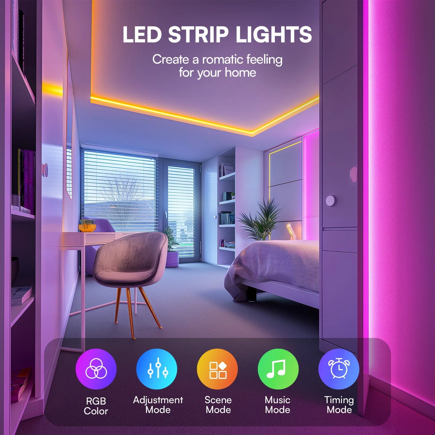Hot Sale 2835 RGB LED Strip Light 15M for Bluetooth Control 24-Key Remote for Home Decor Copper Lamp Body App Control Mode