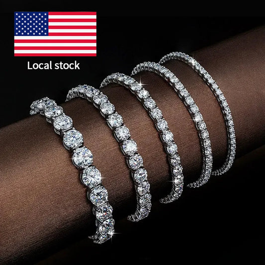 RINNTIN USA Local Stock Hot Selling Hip Hop Jewelry Women 3mm VVS Moissanite Diamond Tennis Bracelet with Gra Certificate
