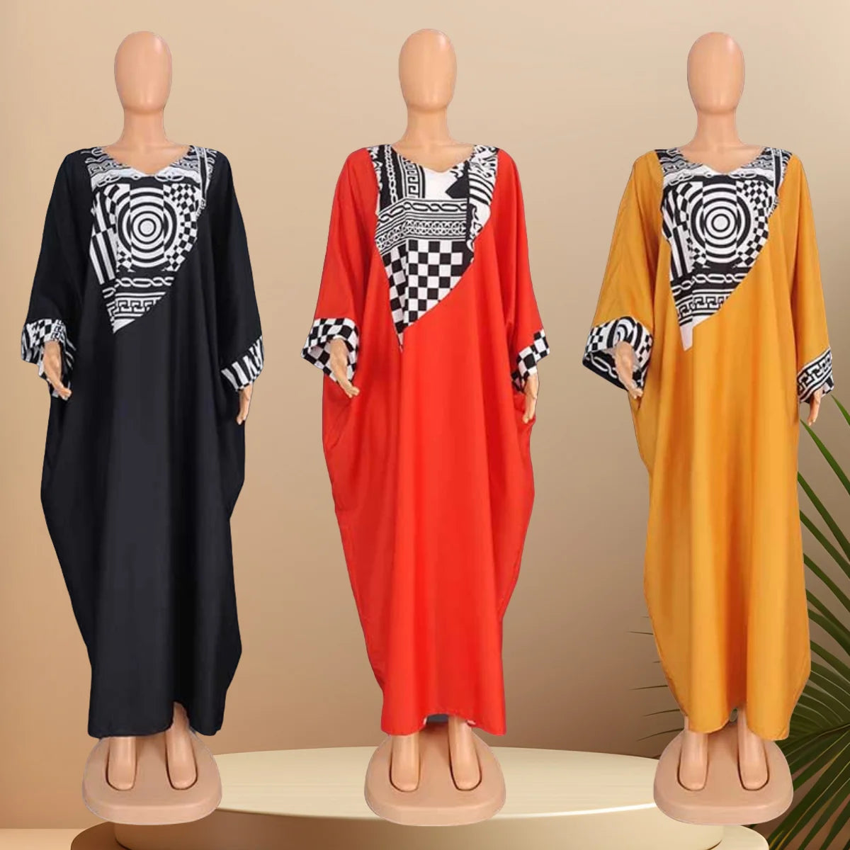 8646 Middle East Muslim Casual Loose Printed Plus Size Elegant Long Dress Women Islamic Clothing