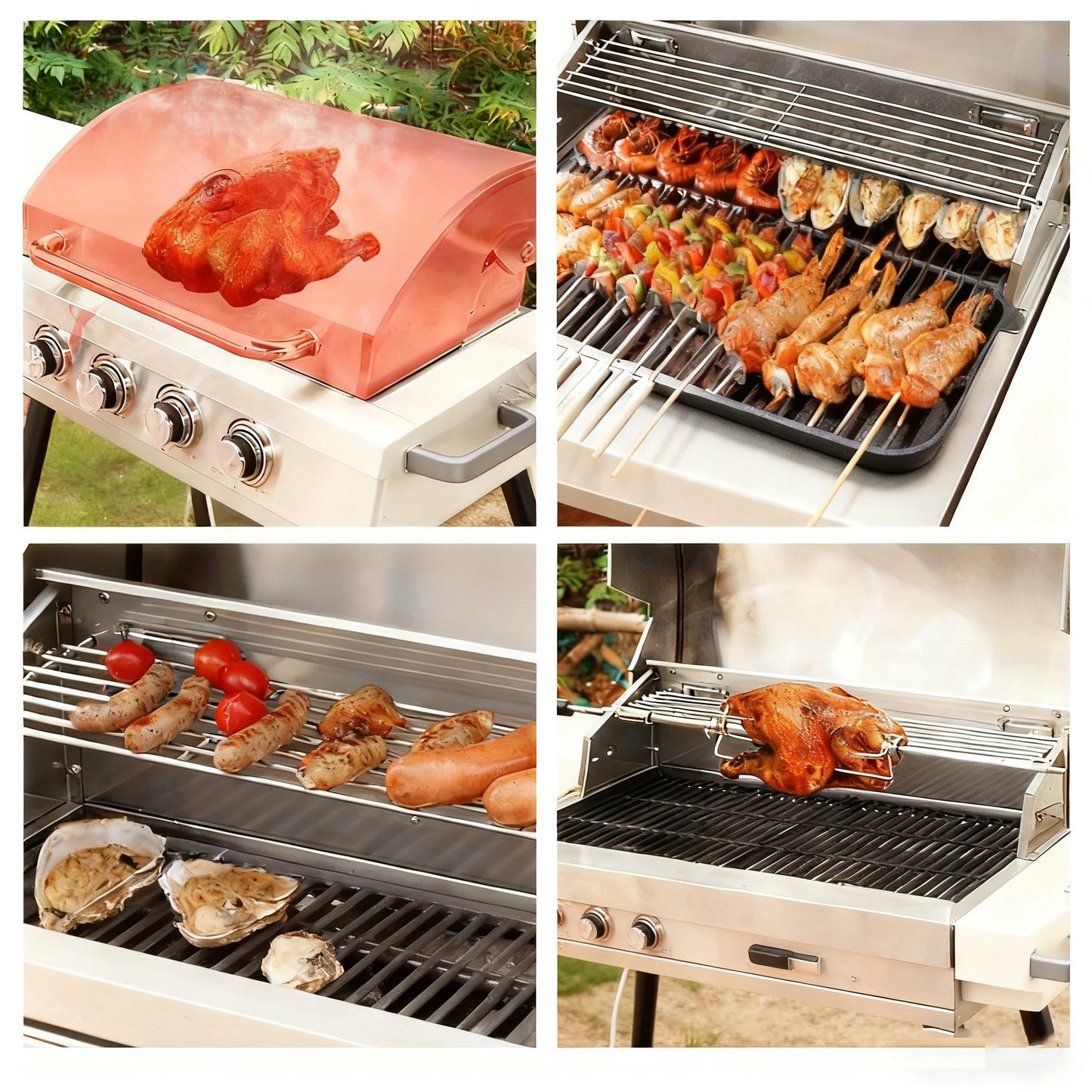 Modern Premium Dual Fuel (Gas Charcoal) Built-In BBQ Grill for Home Kitchen Outdoor BBQ Simple Barbecue Rack for Villa Patio
