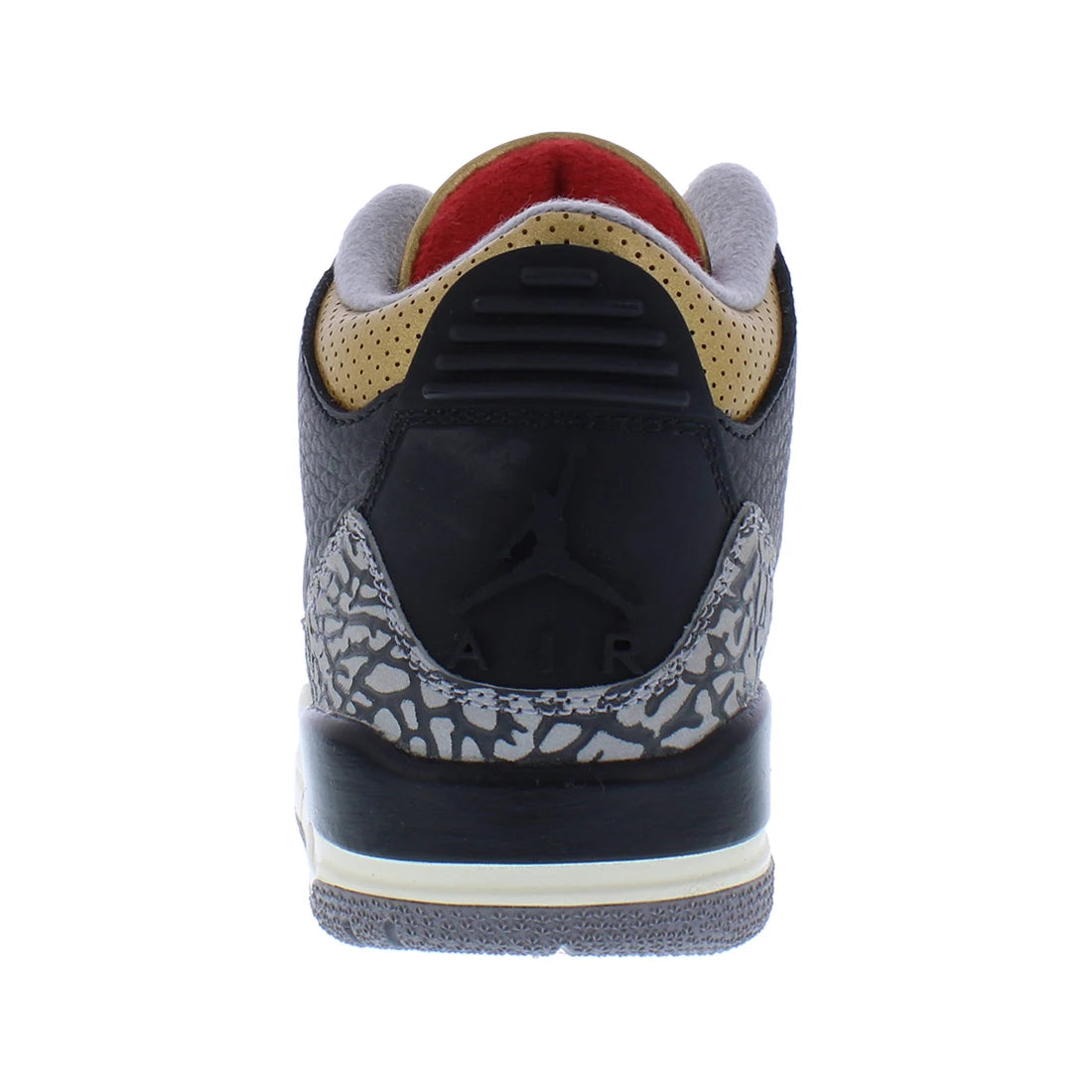 For for Air for 3 Retro Women's Shoes Black/Fire Red/Metallic Gold Size 5 Athletic Walking Made in Vietnam Summer Spring