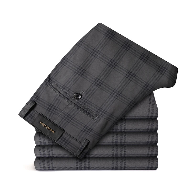 2025 Spring New Men's Plaid Casual Pants Business Fashion Slim Stretch Male Skinny Trousers Brand Clothes 7 Color