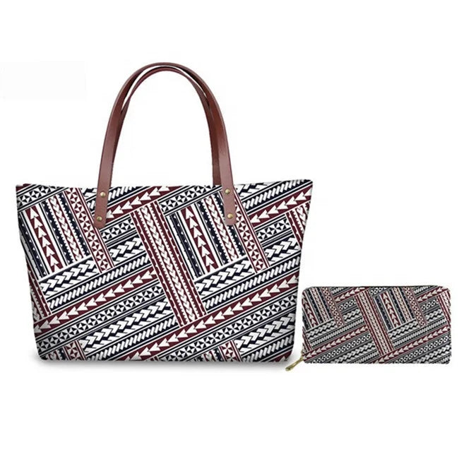 Custom Printed Women Bag Handbags African Girls Printing Purse and Handbags 2pcs Set Shoulder Tote Bag Females Summer Beach Bags