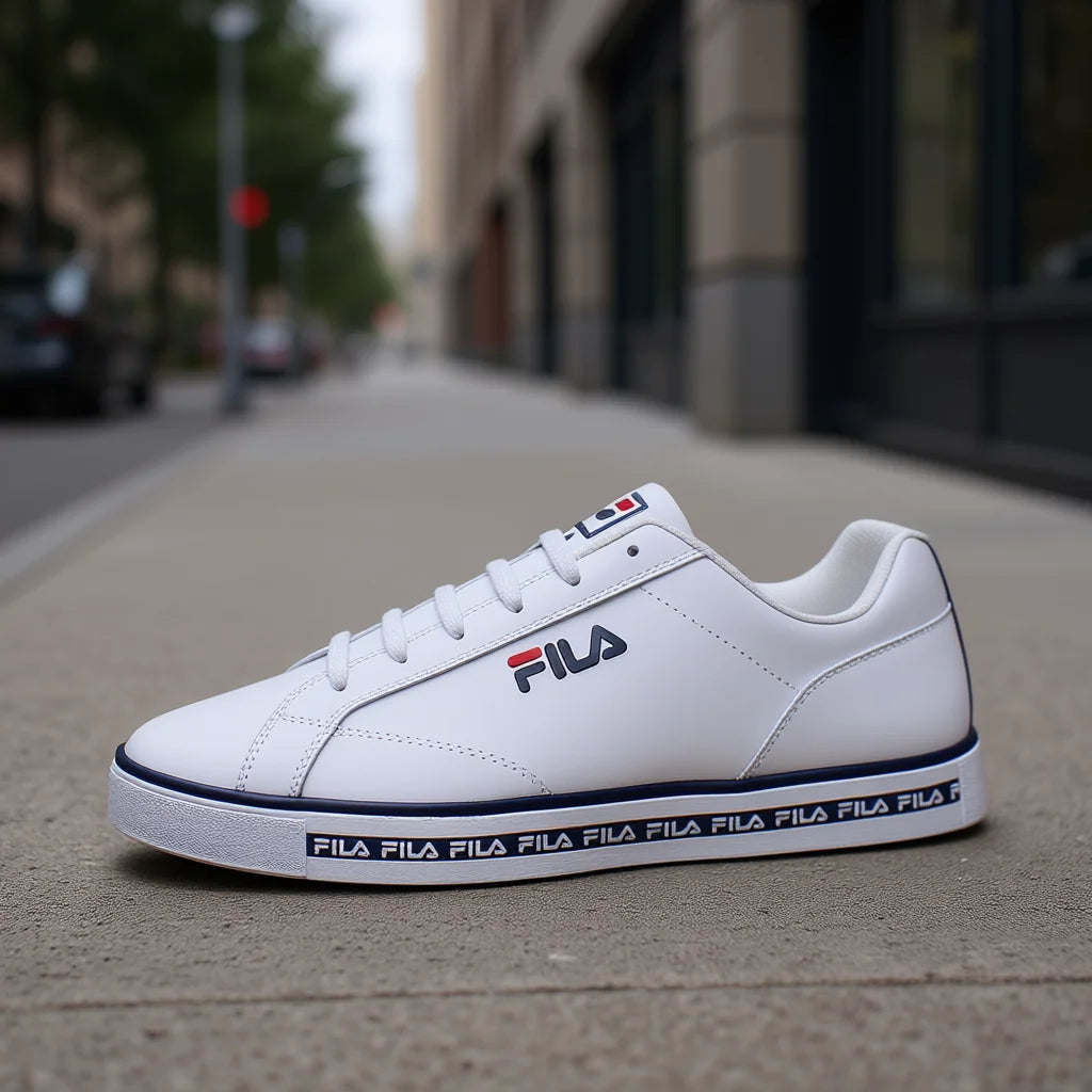 Fila Original Court Men's Loafers White Navy Red Sporty Lace-up Height Increasing Round Toe All Seasons Shoes