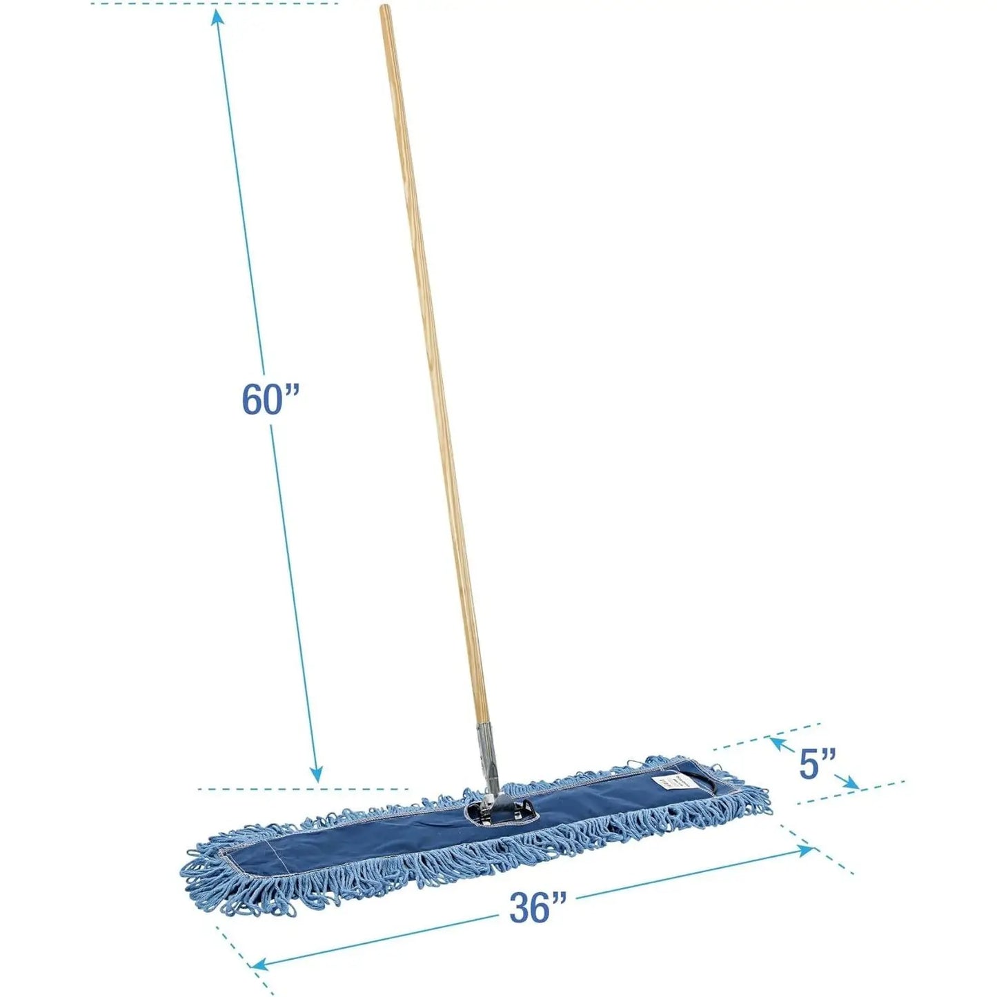 Boardwalk HL365BSPC Microfiber Dust Mop Kit 36 X 5 60-Inch Blue/Natural Loop-End with Plastic Basket 60-Inch Metal/Wood Handle
