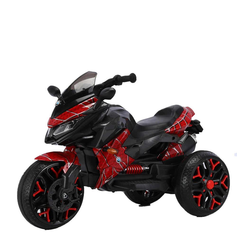 Ride-On Scooter 3-Wheels Battery Powered Motorbike Rechargeable Manual Throttle Drive by Hand Lighting Wheels Kids Motorcycle