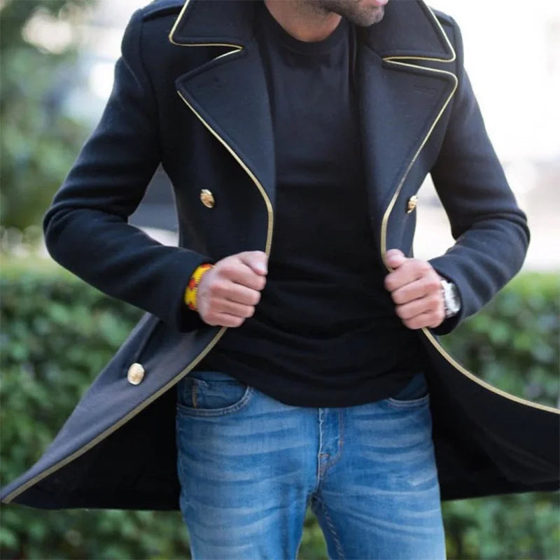 Fashion Men Casual Suit Jacket Wholesale Autumn and Winter Single Button Lapel Coat Long Men's Coat OVERCOAT for Men