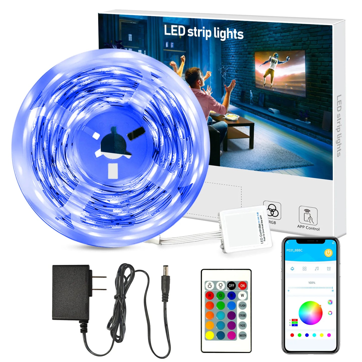 Hot Sale 2835 RGB LED Strip Light 15M for Bluetooth Control 24-Key Remote for Home Decor Copper Lamp Body App Control Mode