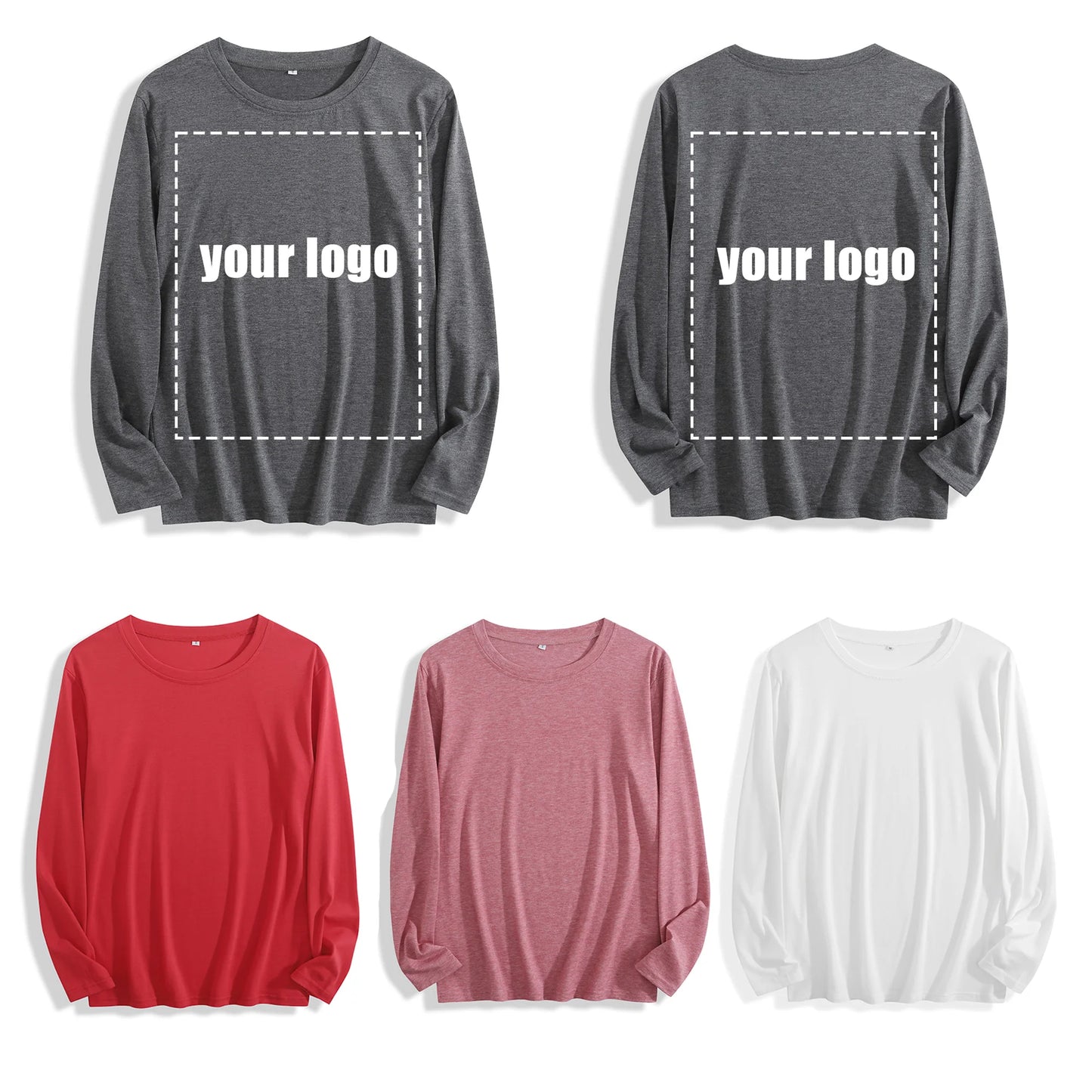 100% Cotton "Leopard Bow Curly Hair Graphic" Long - Sleeve T - Shirt, Multi - Colors