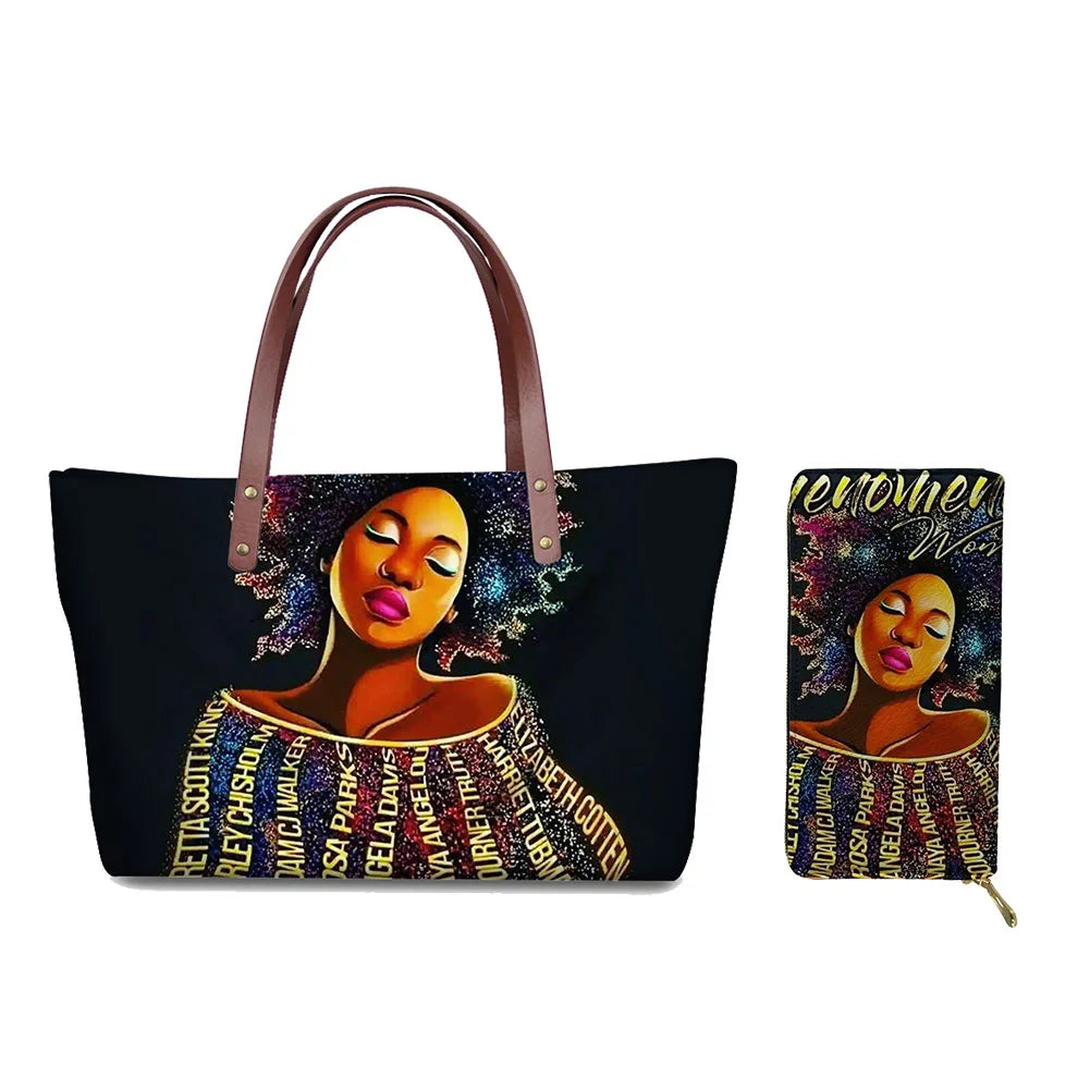 Top Seller Cheap Price Customize Design 2 Pcs Set African Print Women Shoulder Bag Handbag Fancy Beach Handbags for Women Luxury
