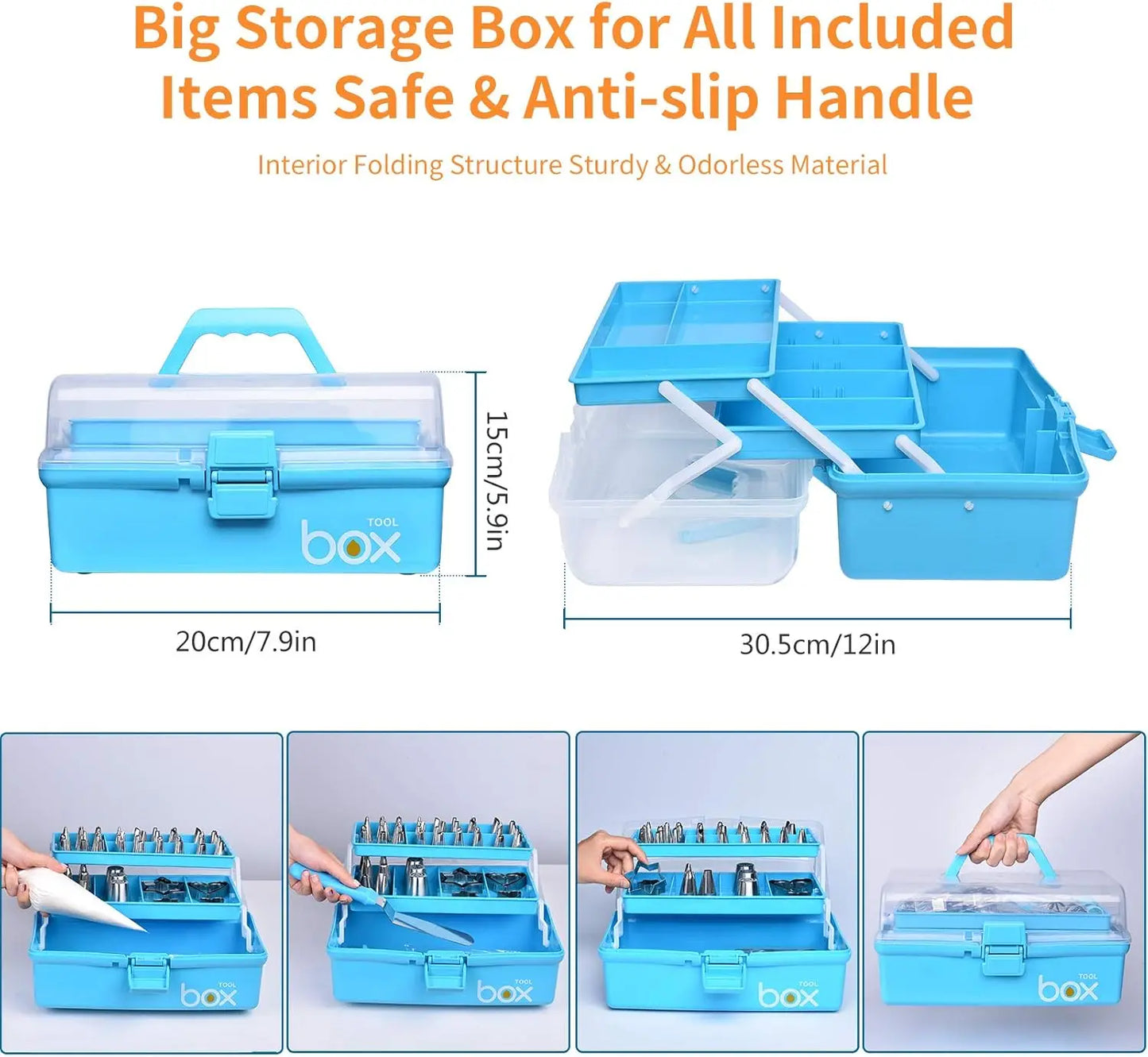 Professional Blue 236pcs Baking Pastry Tools Kit Cake Decorating Supplies Storage Case Piping Bags Icing Tips for Cupcake Adults
