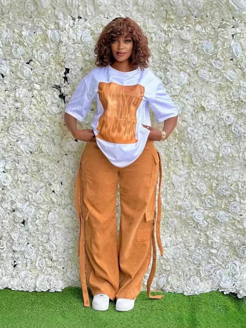 Women's Loose Fit T-Shirt and Pants Wholesale Price Two Piece Set Luxury Clothes for Women