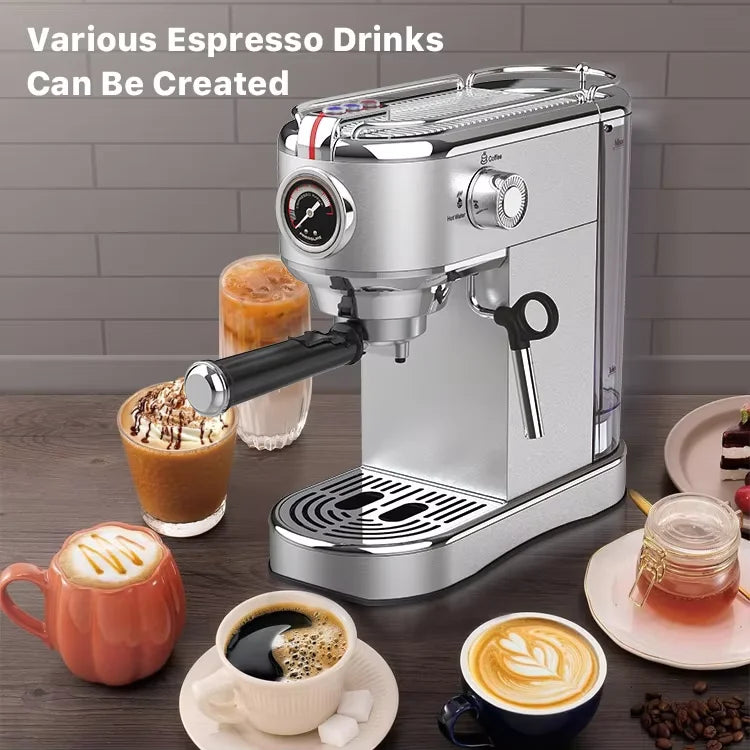 Stainless Steel Espresso Coffee Maker With Italy Pump 19bar Commercial Prodfessional Coffee Maker