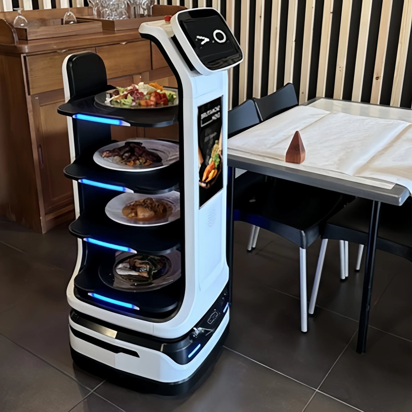 Innovative Autonomous Fast Food Delivery Serving Vehicles Labor Save Restaurant Airports Hospitals Restaurant Service Robot