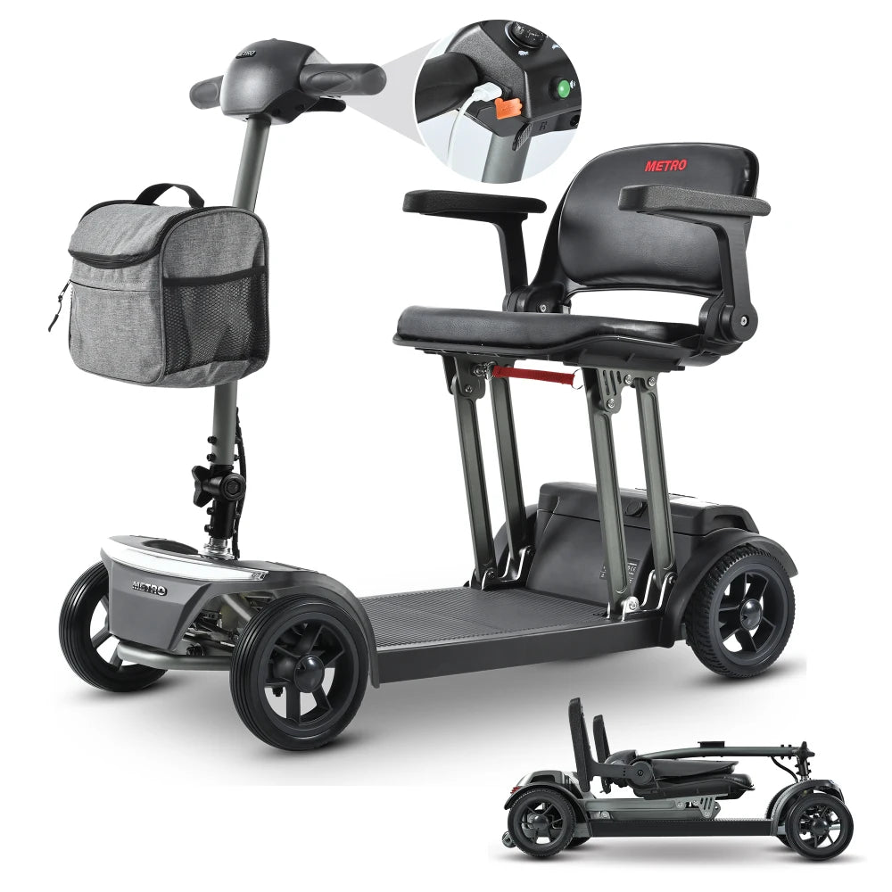 Mobility Airplane Approved Foldable Electric Trike 12-20Ah Lithium Battery Ultra Light 42LBS Fold in Seconds for Adults Travel