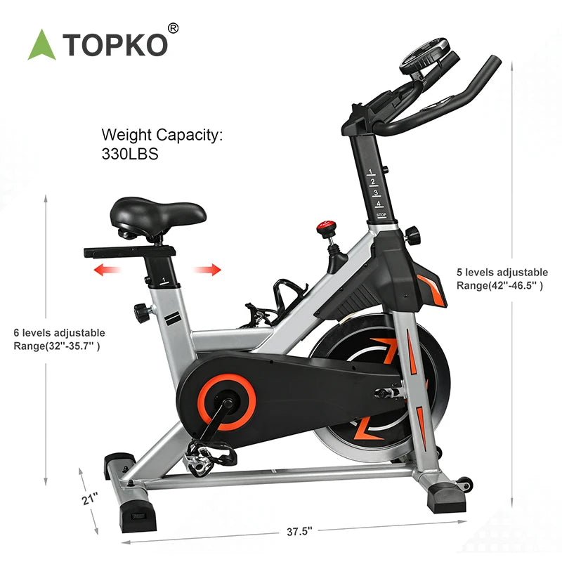 TOPKO US Warehouse Comfortable Seat Cushion Spinning Bike for Home and Gym Workout Women/men Body Strengthening