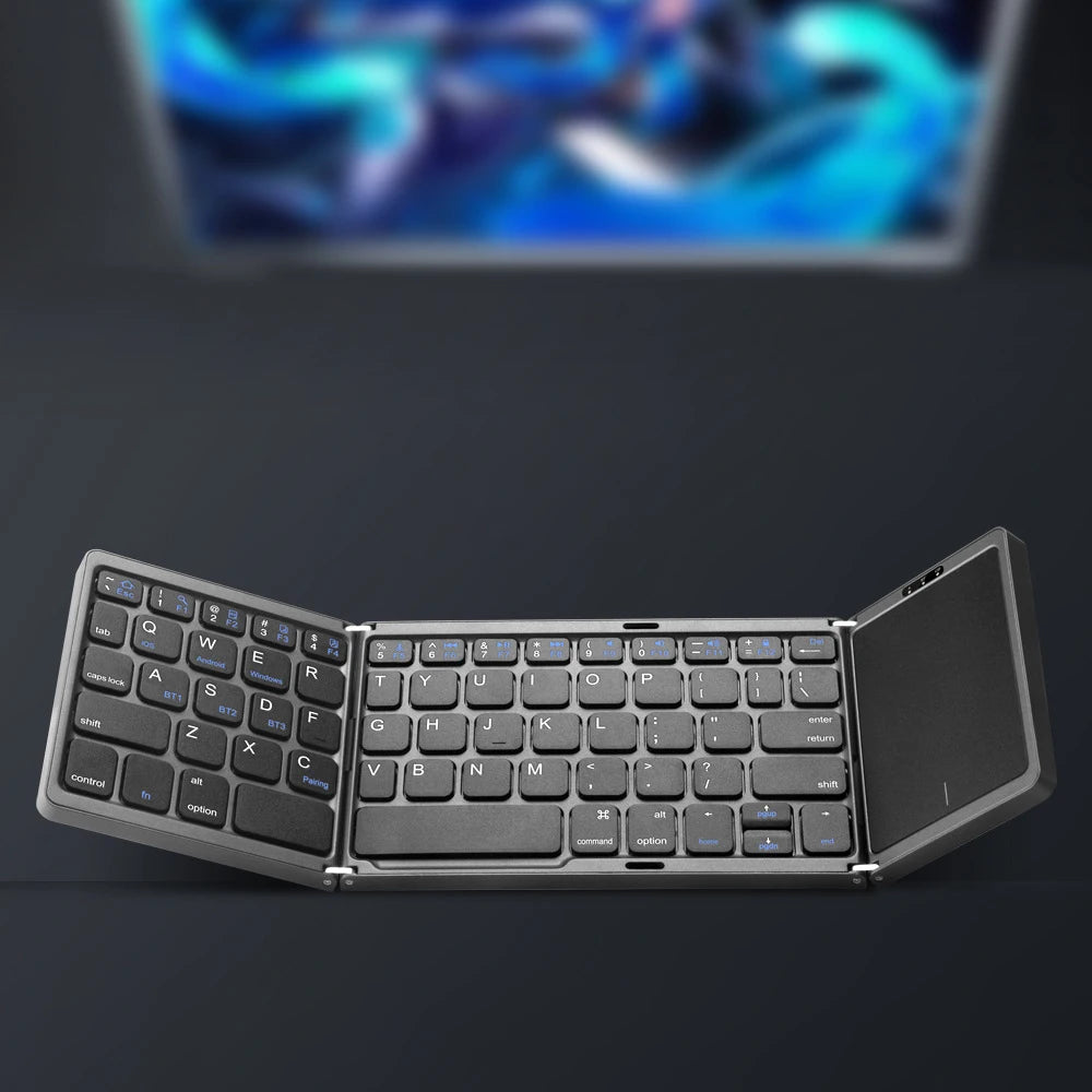 B089T Foldable BT Keyboard with Touchpad Numeric Keypad Travel Key Board for Windows Android Tablet Mini Bt Wireless Keyboard