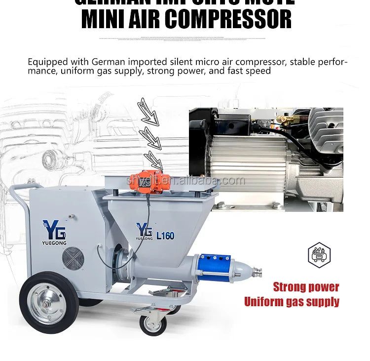 Cement Wall Mortar Sprayer with air Compressor Painting Machine Powder Coating Construction Plastering Machine for Wall Cement