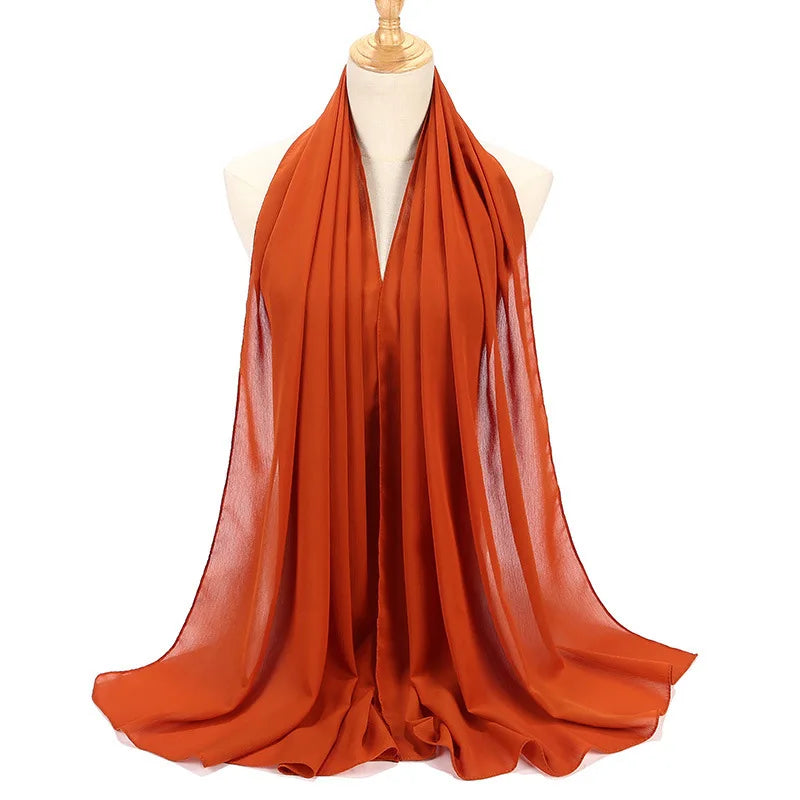 New Design Malaysia Chiffon Hijab Muslim Women Pure Color Crinkle Scarf