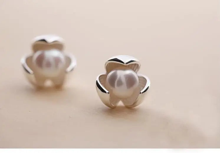 New Hot Fashion 925 Sterling Silver Clover Pearl Earrings for Women Girls Gift Fashion Statement Jewelry