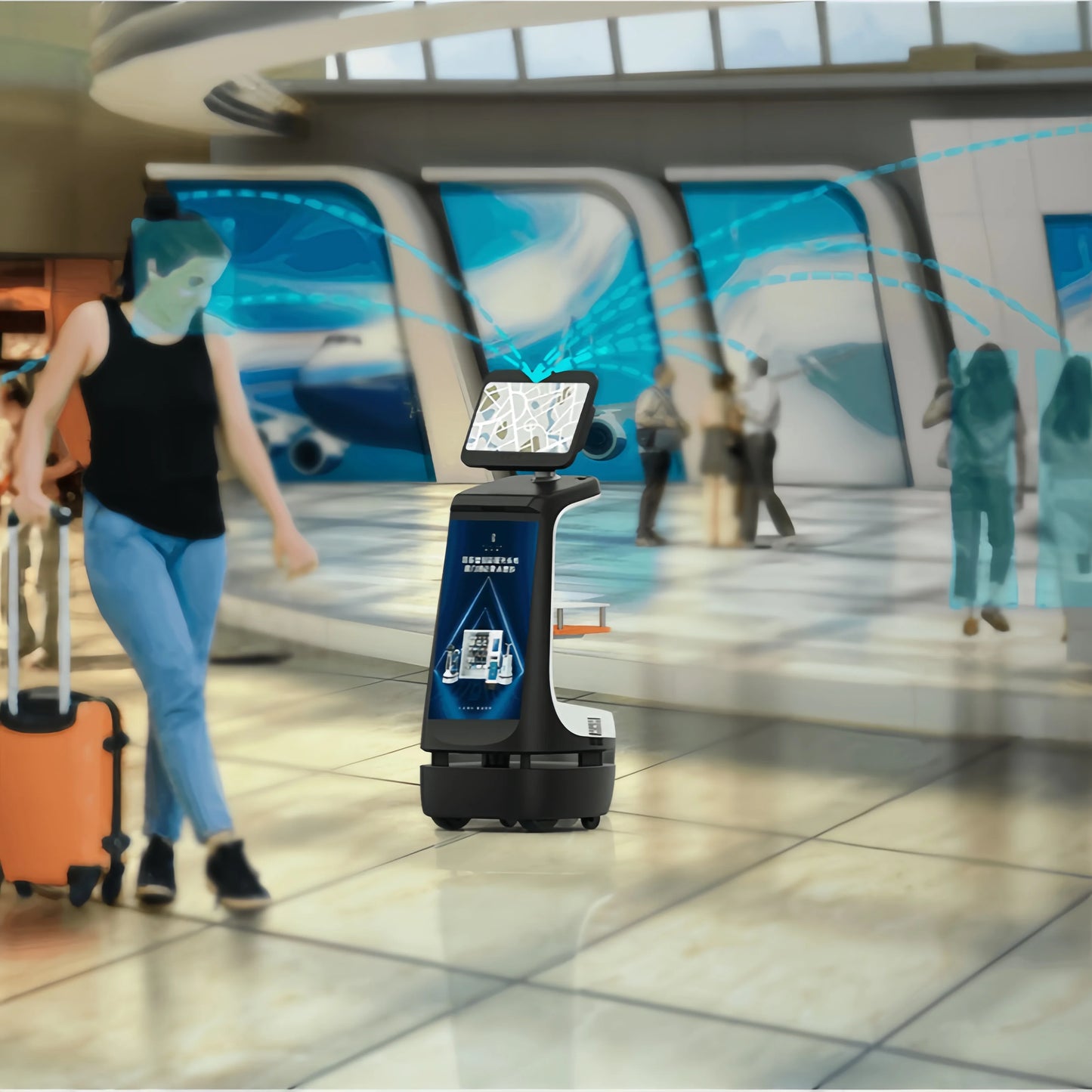 Reception Robot  Auto Navigation AI Robot for Office Advertising Reception Chat Communication Presentation Interact Guide Robot