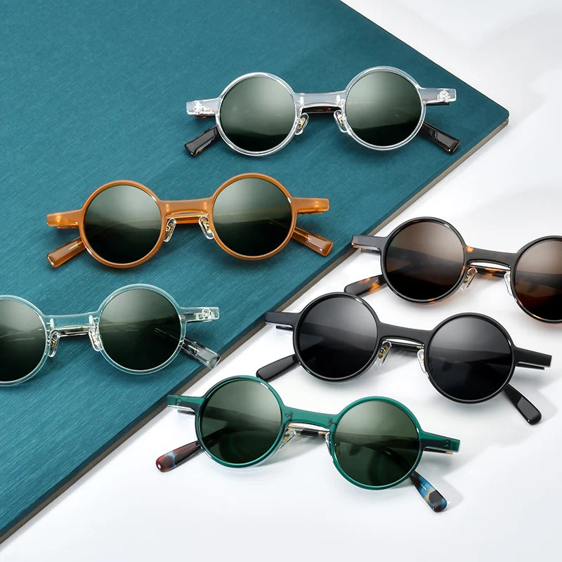 Borregls Acetate Polarized Sunglasses Men New UV400 Retro Vintage Transparent Round Sun Glasses Women Mirrored Shades 19177T